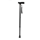Vissco Avanti T-Shaped Aluminum Walking Stick with Light Weight & Height Adjustable Walking Aid, for Elderly & Those Physically Challenged, Durable Soft Rubber Shoes for Grip - Universal (Black)