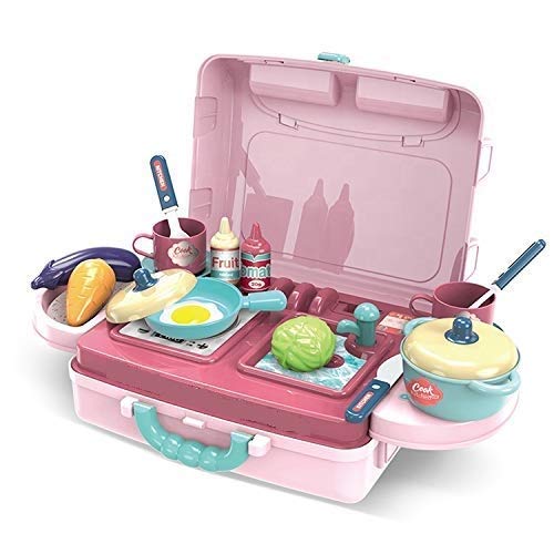 Cable World Plastic 3 in 1 Portable Pretend Food Party Role Cooking Kitchen Play Set Toy for Baby, Toodlers, Boys and Girls