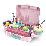 Cable World Plastic 3 in 1 Portable Pretend Food Party Role Cooking Kitchen Play Set Toy for Baby, Toodlers, Boys and Girls