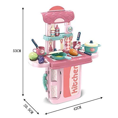 Cable World Plastic 3 in 1 Portable Pretend Food Party Role Cooking Kitchen Play Set Toy for Baby, Toodlers, Boys and Girls