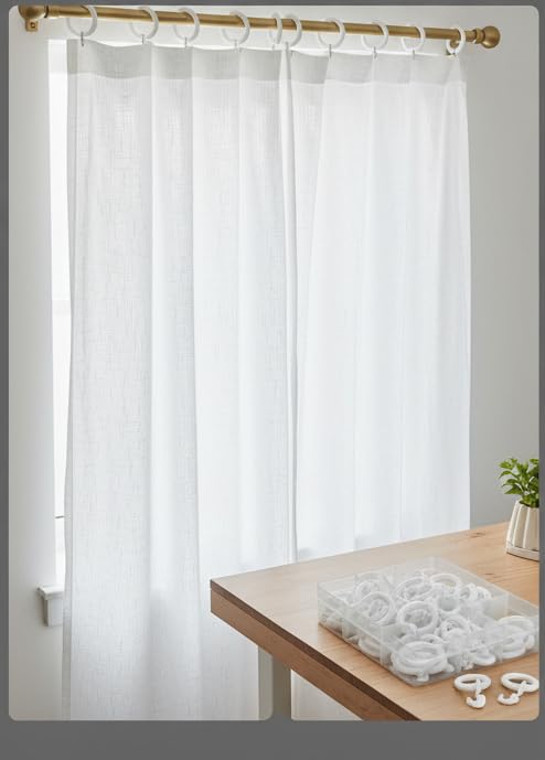 ProKart Premium Plastic Curtain Rings Hook for Windows Curtains, Door Curtains, Bathroom Curtains and Other Multipurpose Usage 1.5 Inch Inner Diameter (White, 25)