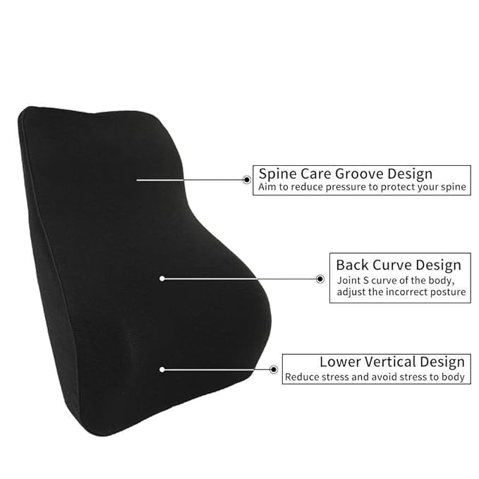 Voltonix Memory Foam Car Seat Back Support, Orthopedic Lumbar Back Rest for Back Pain Relief, Back Support Pillow for Office ChairCarBack Support Pillow,-Seat Cushion