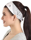 DIKHAWA Unisex Soft Breathable Cotton Paisley Printed Cowboy Bandanas,Headband,Scarf (BLACK,WHITE,NAVY,BURGUNDY_50CM X 50CM_Pack of 4)