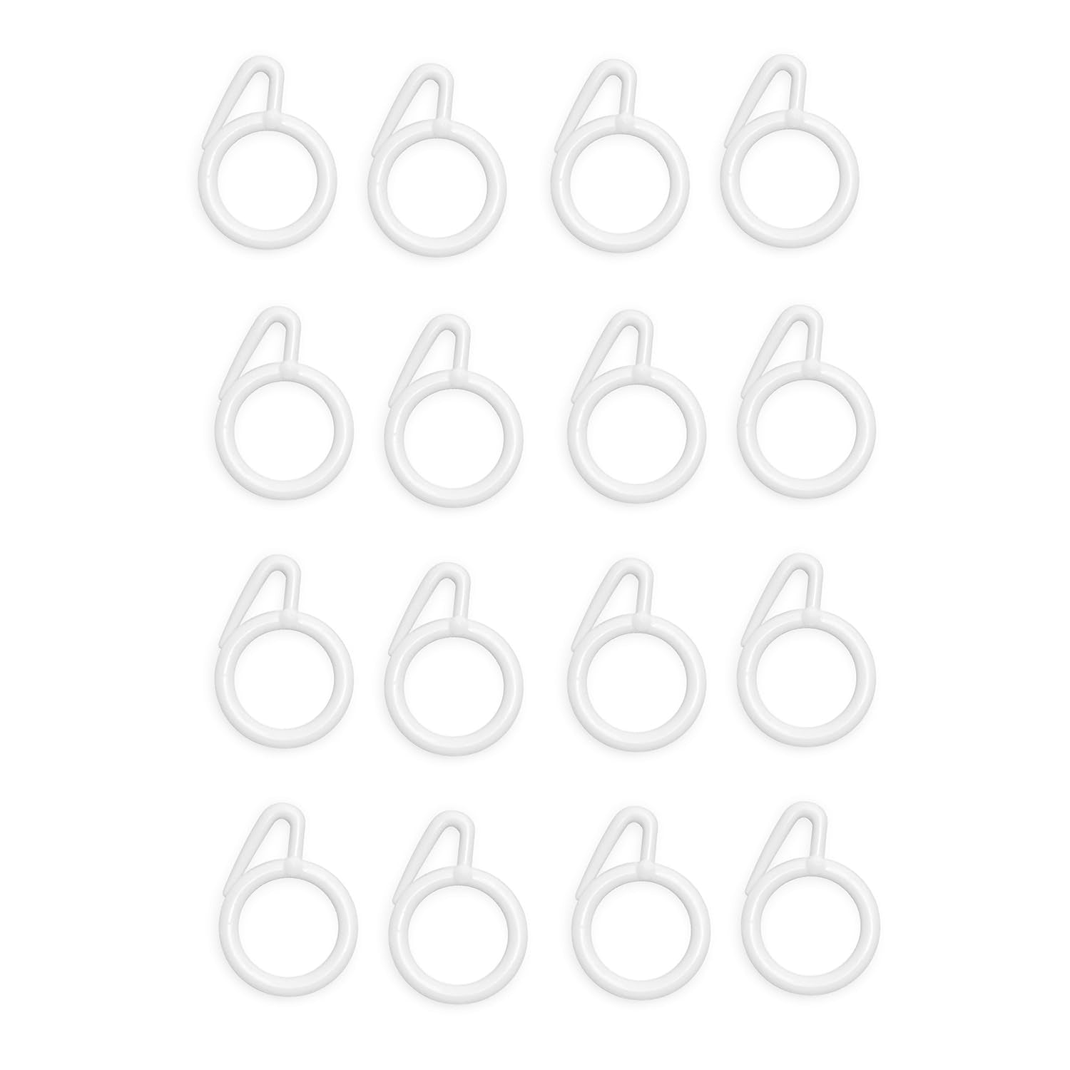 ProKart Premium Plastic Curtain Rings Hook for Windows Curtains, Door Curtains, Bathroom Curtains and Other Multipurpose Usage 1.5 Inch Inner Diameter (White, 25)