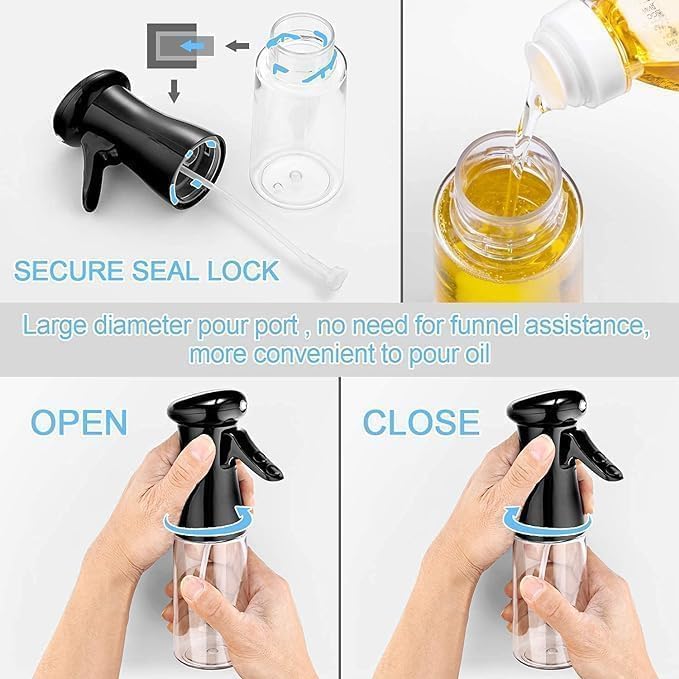Vasukie 2-in-1 Olive Oil Sprayer and Dispenser Bottle for Kitchen | 500ml Glass Bottle with Premium Nozzle | Cooking Sprayer for Healthy Cooking and Salad Making (Spray Bottle)