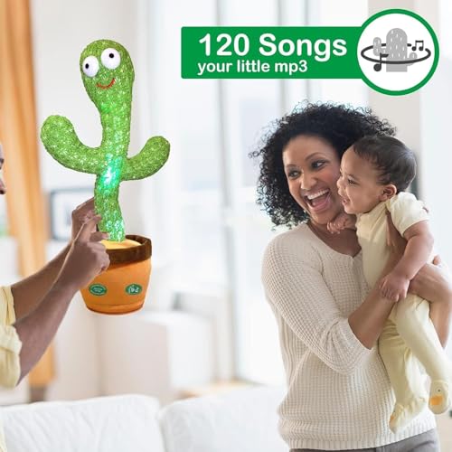 Storio Rechargeable Toys Talking Cactus Baby Toys for Kids Dancing Cactus Toys Can Sing Wriggle & Singing Recording Repeat What You Say Funny Education Toys for Children Playing Home Decor for Kids