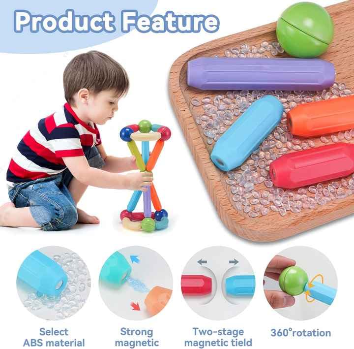 PRIME DEALS Magnetic Sticks Building Blocks For Kids Toys For Girls|Magnetic Toys For Boys Age 3+ Year 4-14 Old Educational Stem Learning Magnet Stick With Balls Game Set (25 Pcs),Multicolor