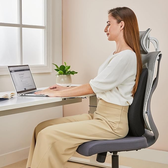 Voltonix Memory Foam Car Seat Back Support, Orthopedic Lumbar Back Rest for Back Pain Relief, Back Support Pillow for Office ChairCarBack Support Pillow,-Seat Cushion