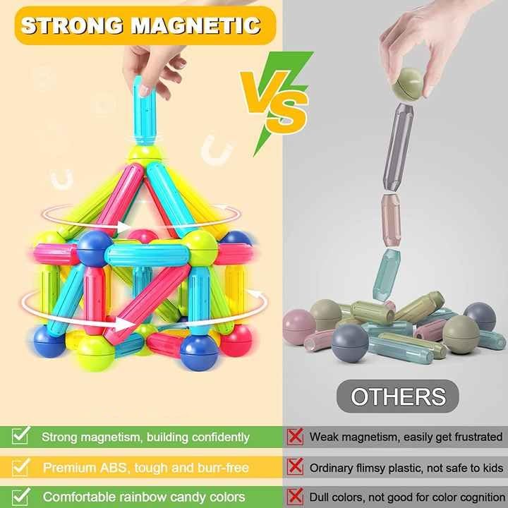 PRIME DEALS Magnetic Sticks Building Blocks For Kids Toys For Girls|Magnetic Toys For Boys Age 3+ Year 4-14 Old Educational Stem Learning Magnet Stick With Balls Game Set (25 Pcs),Multicolor