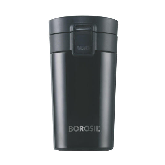Borosil Hydra Coffeemate 260 ml Stainless Steel Travel Mug | Double Wall Vacuum Insulated, Black | 8 Hrs Hot & 14 Hours Cold | Ideal for Personal & Corporate Gifting