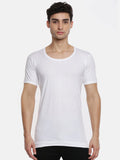 RAMRAJ COTTON Pack of 4 Men's White Round Neck Half Sleeve Cotton Undershirt Vest(White;85)