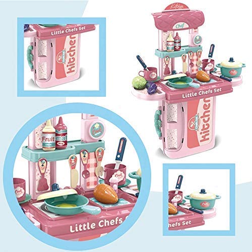 Cable World Plastic 3 in 1 Portable Pretend Food Party Role Cooking Kitchen Play Set Toy for Baby, Toodlers, Boys and Girls