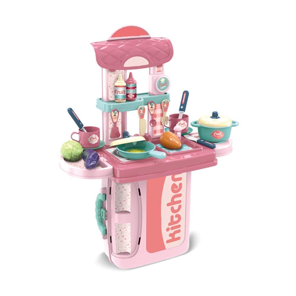 Cable World Plastic 3 in 1 Portable Pretend Food Party Role Cooking Kitchen Play Set Toy for Baby, Toodlers, Boys and Girls