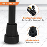 Vissco Avanti T-Shaped Aluminum Walking Stick with Light Weight & Height Adjustable Walking Aid, for Elderly & Those Physically Challenged, Durable Soft Rubber Shoes for Grip - Universal (Black)