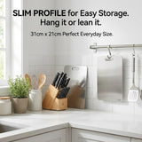 Herrlich Homes Rectangle Stainless Steel Chopping Board | with Steel Straw & Anti-Skid Silicon Pad | for Cutting Vegetables, Meat, Fish, Fruits | Chopping Board for Kitchen | M | 31 x 21 cm