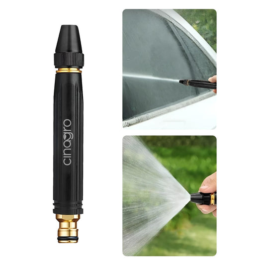 Cinagro Brass Spray Gun for 1/2 Inch Hose Pipe, Gardening, Car Wash, Bike Washing, High Pressure Water Sprayer Jet, Adjustable Washing Nozzle for Garden Hoses, Lawn Watering & Cleaning, 18 x 2.7 cm