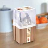 Nayasa Plastic Castle Cutlery Stand | Big | Utensils Holder with Compartments & Drip Tray | Spoon, Fork, Knife & Chopstick Organizer | Tabletop & Kitchen Storage Rack | Brown