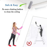 UCRAVO 2025 Upgraded Fan Cleaning Mop Microfiber Duster with Extension Pole(Stainless Steel), Extra Long 100 inches, with Bendable Head, Extendable Duster for Cleaning High Ceiling Fan, Interior Roof