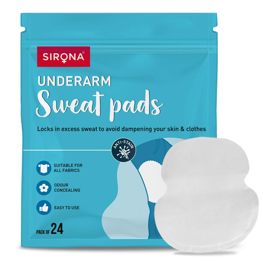 Sirona Disposable Underarm Sweat Pads for Men and Women, 24 Pads | Peel-off | Prevents Stains & Unpleasant Odour | Quick sweat absoption