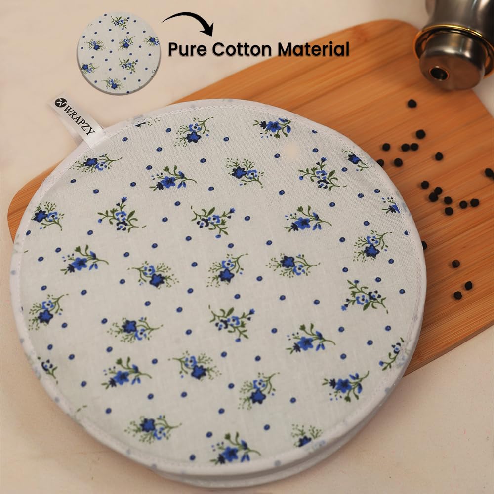Wrapzy Insulated Roti Cover with Zip – Premium Chapati Cloth Bag for Hot Fresh Roti | Roti Insulation Bag | Chapati Cover Cloth for Casserole | Roti Pouch for Kitchen (Pack of 2)
