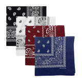 DIKHAWA Unisex Soft Breathable Cotton Paisley Printed Cowboy Bandanas,Headband,Scarf (BLACK,WHITE,NAVY,BURGUNDY_50CM X 50CM_Pack of 4)