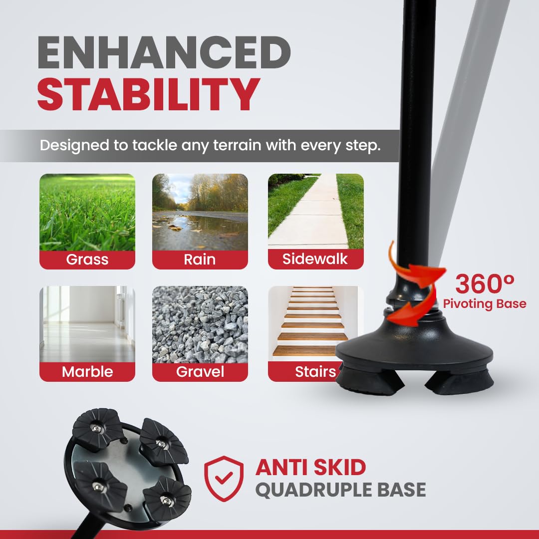 Antara AGEasy Walking Stick with SOS Alarm Button for Men & Women | Walking Cane for Old People | Walk Stick with Adjustable Height | Support Stick (Foldable Walking Stick with SOS Alarm)