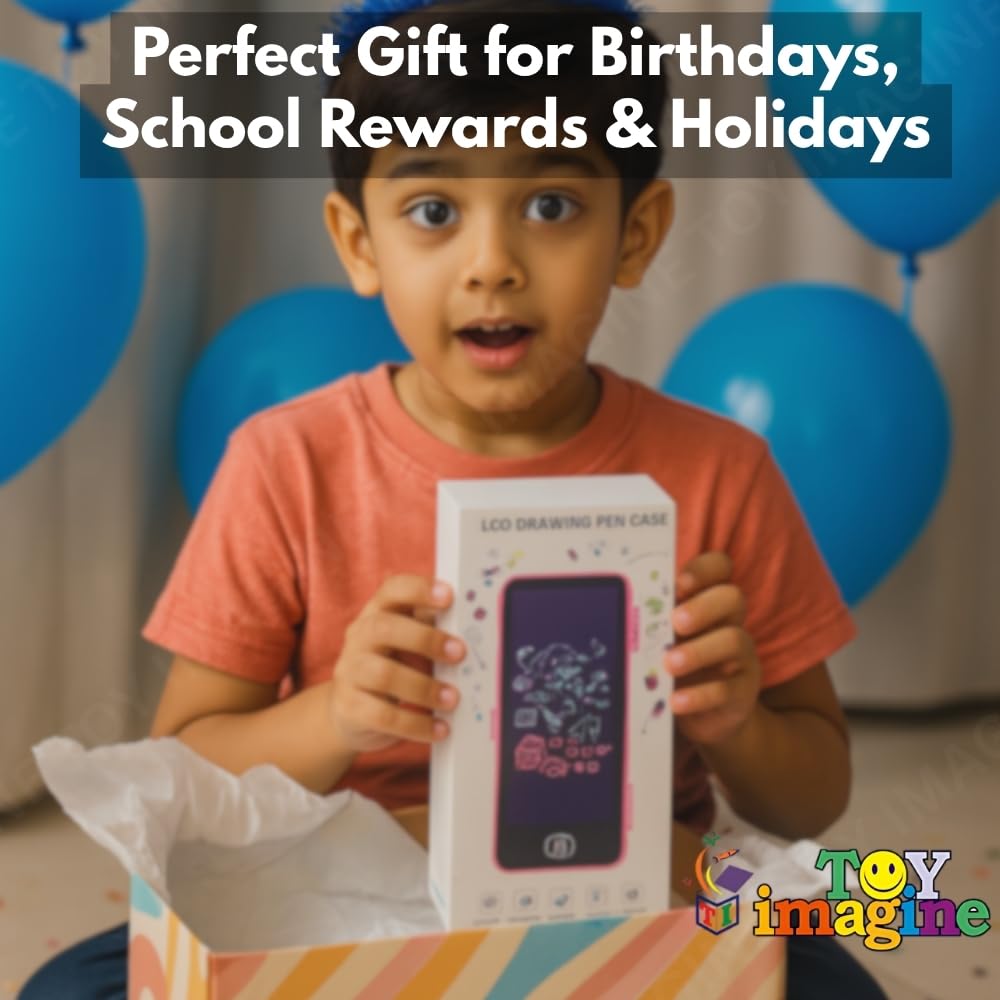 Toy Imagine 2-in-1 Pencil Case with LCD Writing Pad for Kids – Reusable Digital Drawing Slate & Stationery Box | Doodle & Scribble Gift for Boys & Girls (Pack of 1, Color May Vary)