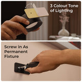 Xech Rechargeable Magnetic Wall Light | Stick-On or Screw Mount | Touch Control LED Lamp | 3 Brightness Levels | USB-C Warm White Light | Rotatable Detachable Head (Magmount) (Black)