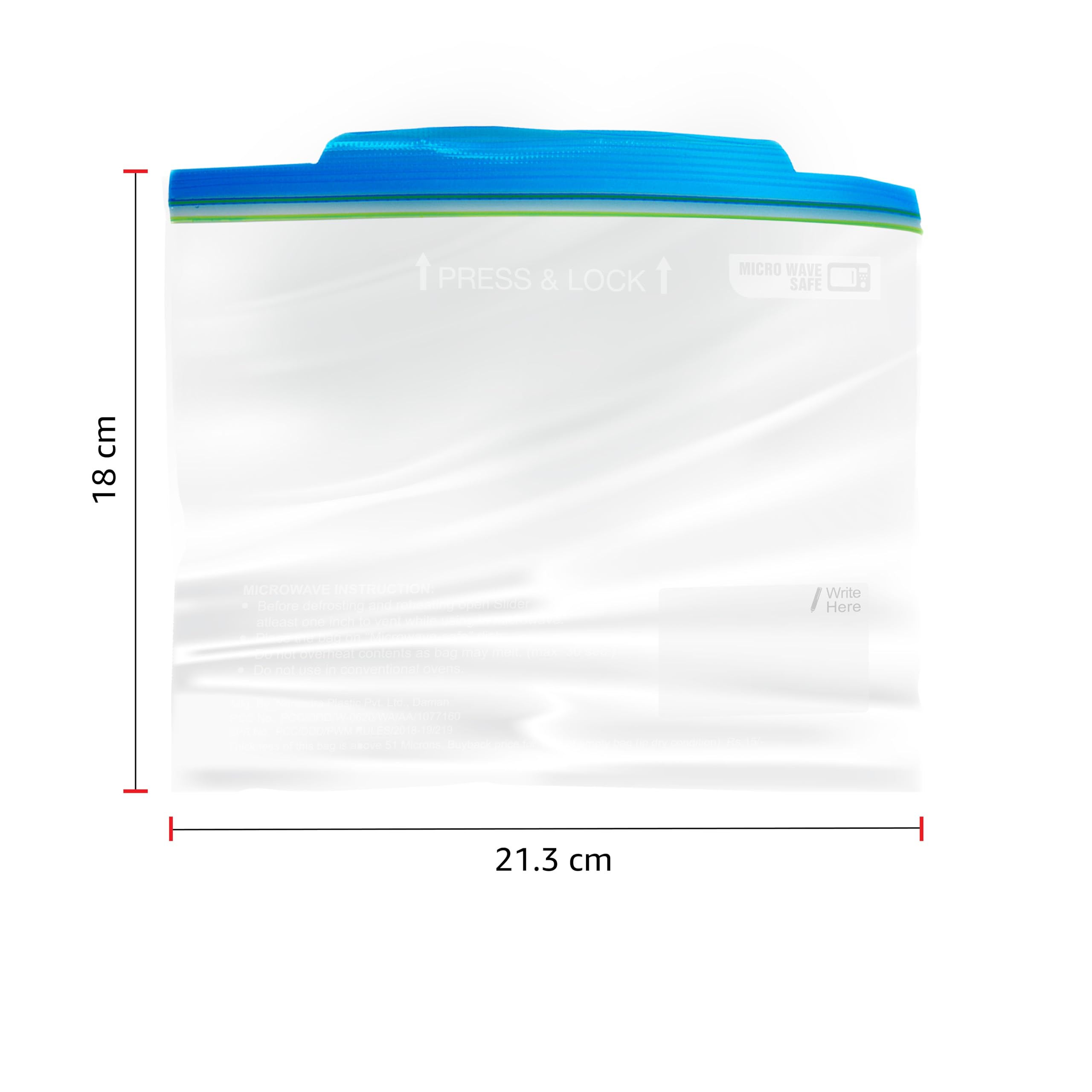 Amazon Basics - Multipurpose Zip Lock Storage Bags | 45 Count | Small | 21.3 x 18 cm | Reusable and Reclosable with Double Zipper | Material Plastic | Leak- Proof | Food Grade | Microwave Safe