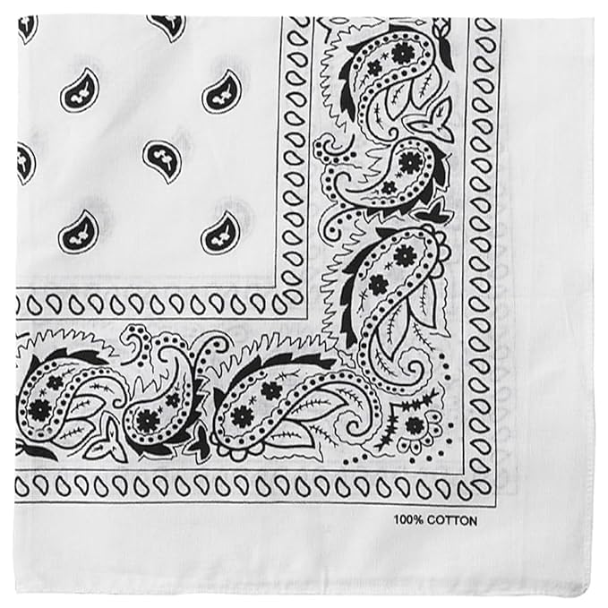 DIKHAWA Unisex Soft Breathable Cotton Paisley Printed Cowboy Bandanas,Headband,Scarf (BLACK,WHITE,NAVY,BURGUNDY_50CM X 50CM_Pack of 4)