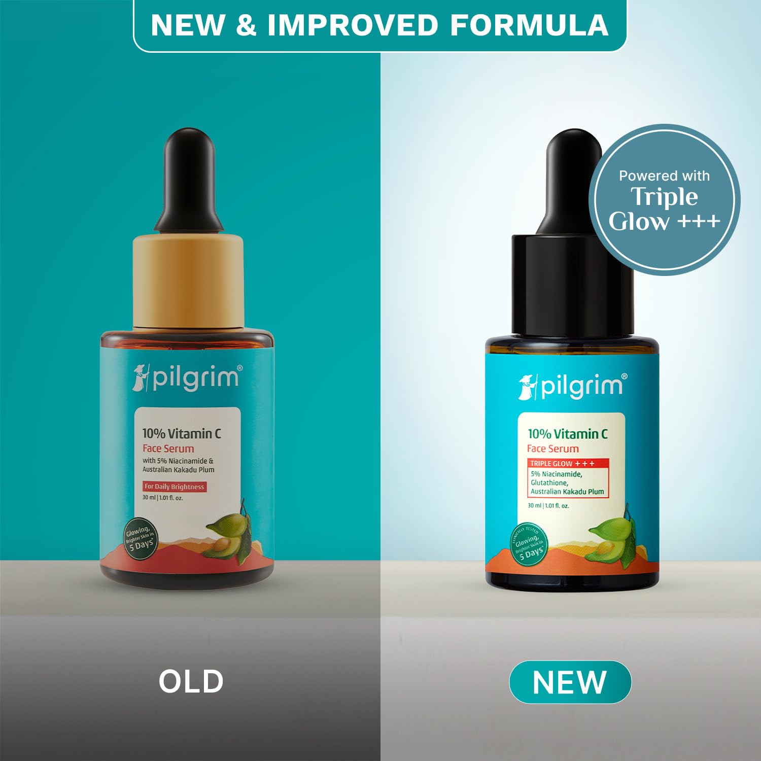 Pilgrim 10% Vitamin C Serum 30ml for Glowing Skin|With 5% Niacinamide, Hyaluronic & Glycolic Acid|Fades Dark Spots, Pigmentation|For All, Oily, Combination, Normal Skin |Beginner Friendly - Men, Women