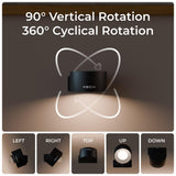 Xech Rechargeable Magnetic Wall Light | Stick-On or Screw Mount | Touch Control LED Lamp | 3 Brightness Levels | USB-C Warm White Light | Rotatable Detachable Head (Magmount) (Black)