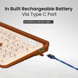 Portronics Bubble 3.0 Wireless Keyboard with Bluetooth + 2.4 GHz USB Receiver, Rechargeable Battery, Dual Height Adjustment, Multimedia Hotkeys with Numpad, for Laptop, PC, Smartphone, Tablet(Beige)