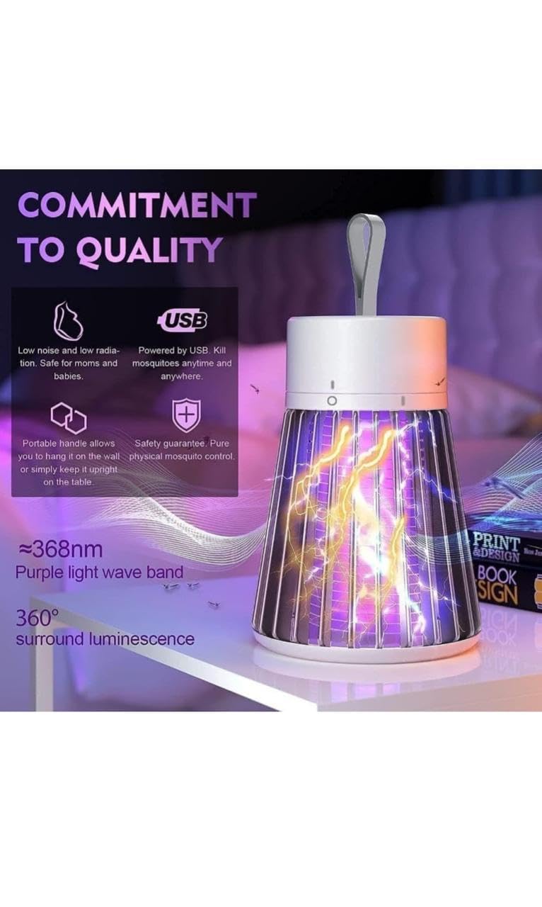 BASEVEL Mosquito Killer Lamp, Eco Friendly Bug Zapper USB Powered Dual Mosquito Zapper with UV Light Lamp for Home Indoor Garden Outdoor (White)