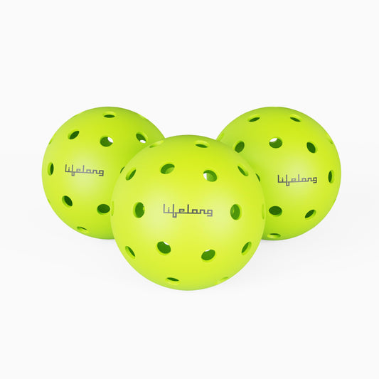 Lifelong Pickleball Balls with 40 Holes Indoor & Outdoor | Durable Pickleball Balls for All Pickleball Paddles & All Skill Levels (Pack of 3) High Bounce, Lightweight, Perfectly Balanced Balls, Green