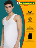 RAMRAJ COTTON Pack of 4 Men's White Round Neck Half Sleeve Cotton Undershirt Vest(White;85)