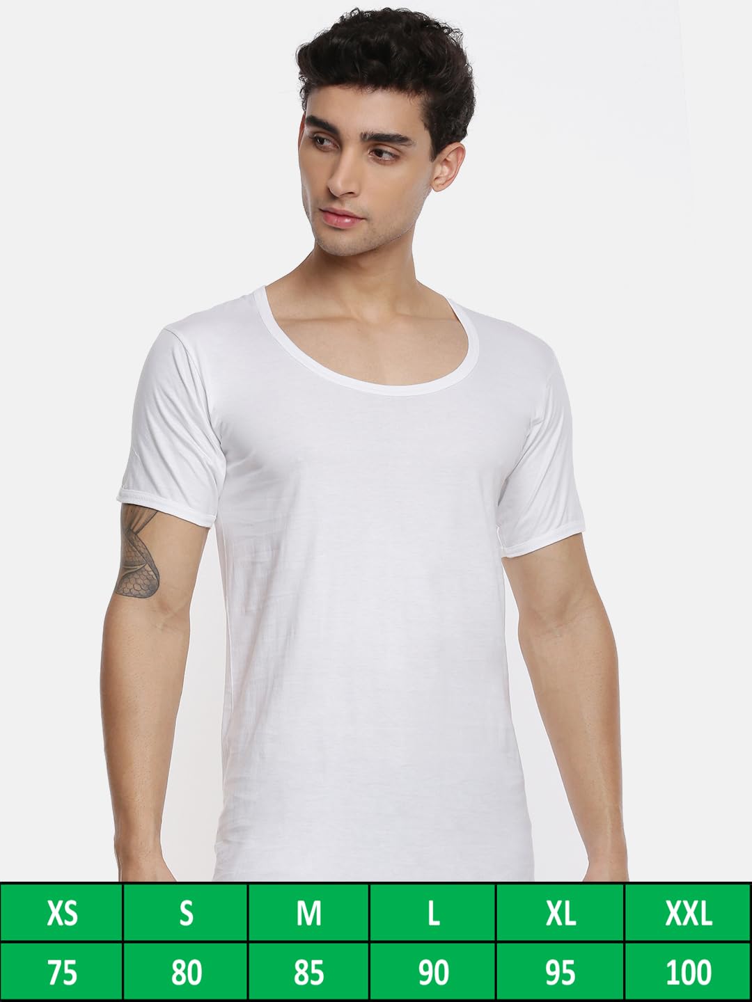 RAMRAJ COTTON Pack of 4 Men's White Round Neck Half Sleeve Cotton Undershirt Vest(White;85)