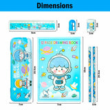 Toy Imagine™ Cute 8-Piece Stationery Kit for Kids – Includes Pencil Box, Pencils, Ruler, Drawing Book, Eraser, Sharpener & Transparent Pouch | School Supplies Set for Girls & Boys (Color May Vary)