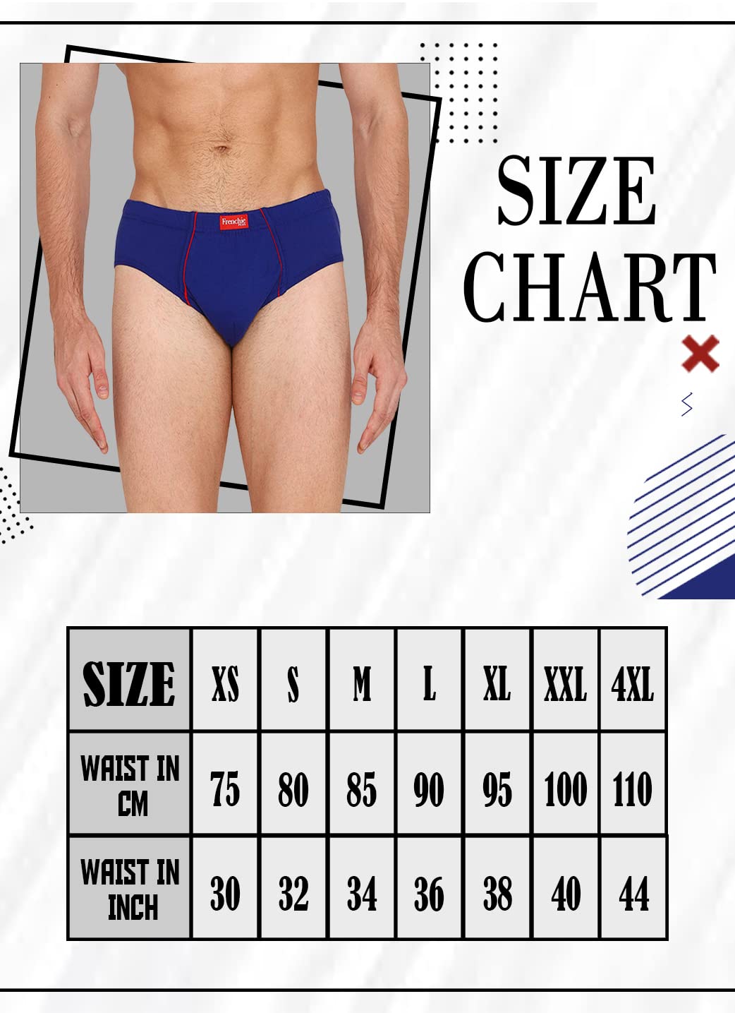 VIP Men's Solid Cotton Briefs with Elasticated Waistband - Pack of 6 (May Vary) - Soft, Breathable, and Comfortable Underwear for Everyday Wear (Assorted_85CM)