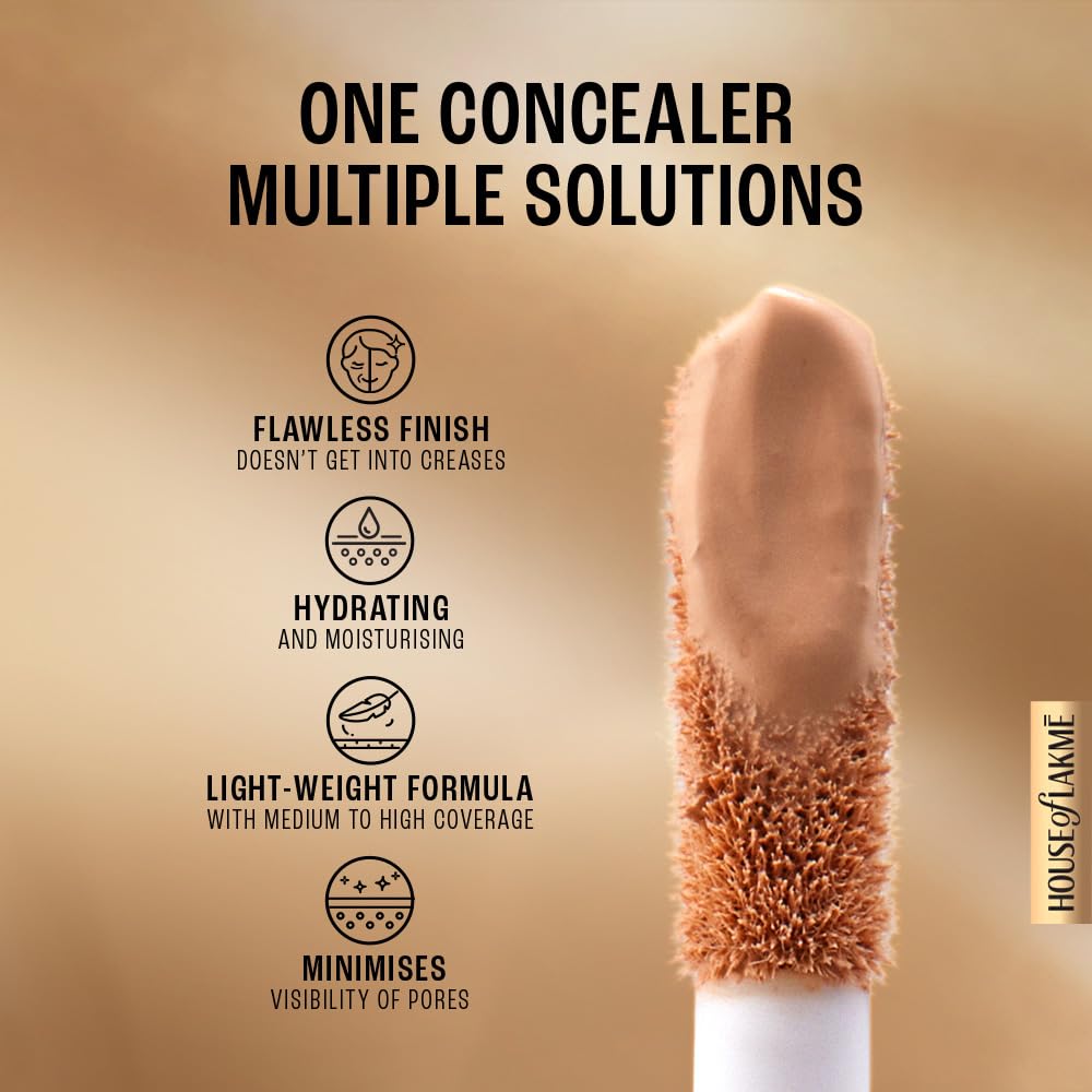 Lakme Powerplay Priming Concealer Built in Primer, Hydrating, Conceals Dark Circles 30 Cinnamon, 5.4ml (Fashionista Collection)