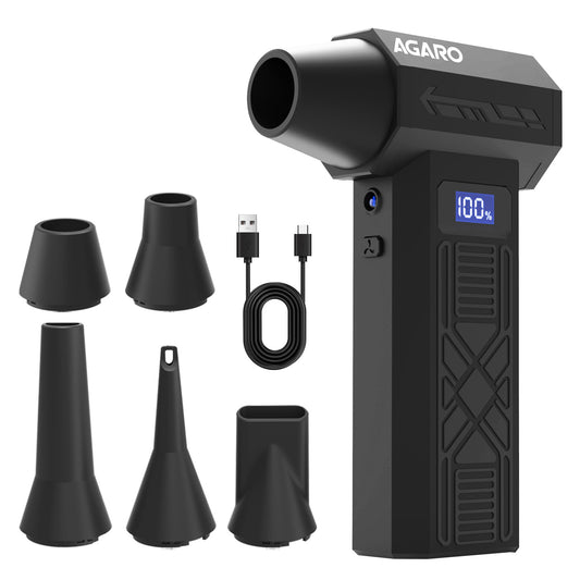AGARO Electric Air Duster, Powerful 120000 RPM Cordless Mini Blower with 4-Speed Settings, Digital Display & 5200 mAh Battery | Dust Cleaner for Computer, Laptop, Keyboard, Car & Home Cleaning, AD1771