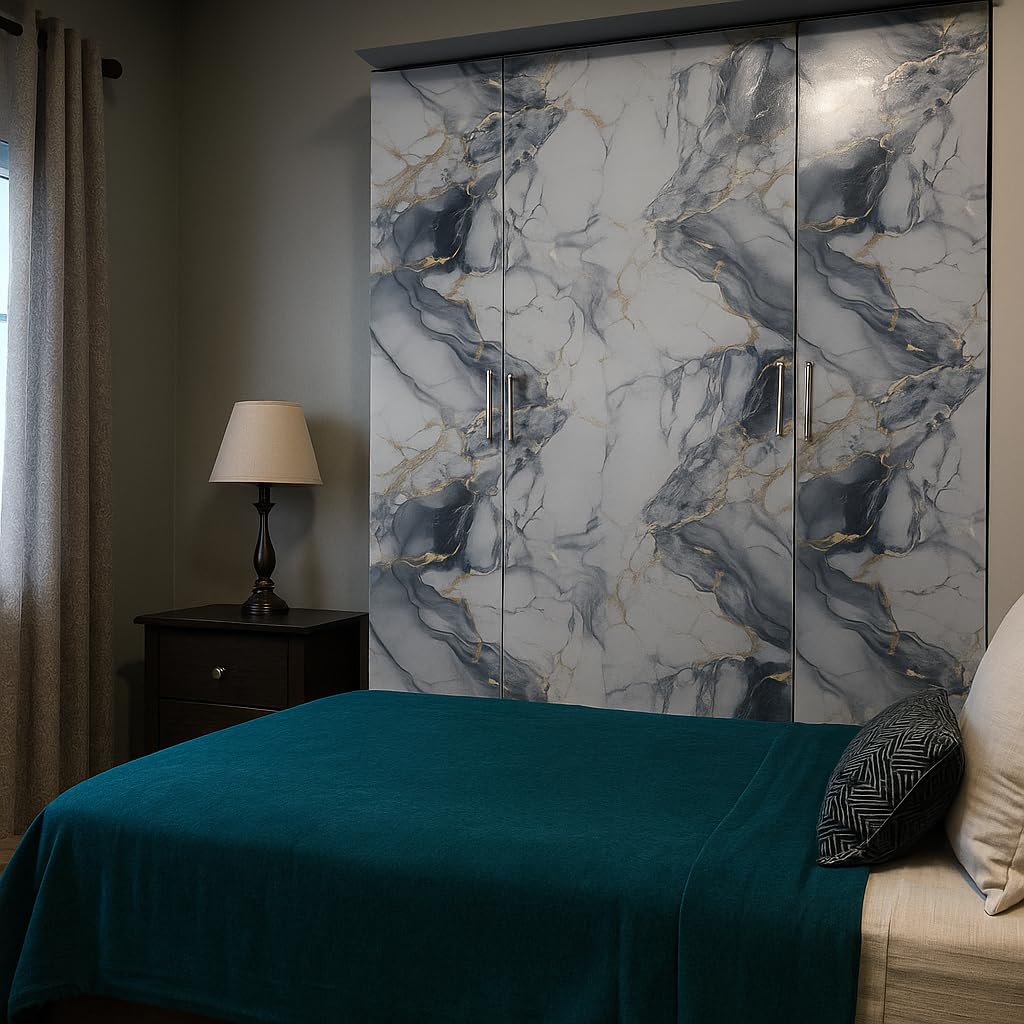 Barebeauty 60CM X 200CM Kitchen Wallpaper Oil Proof,Waterproof self-Adhesive Wall Stickers for Kitchen Anti-Mold and Heat Resistant Aluminium Backsplash Wallpaper (Black) (96)