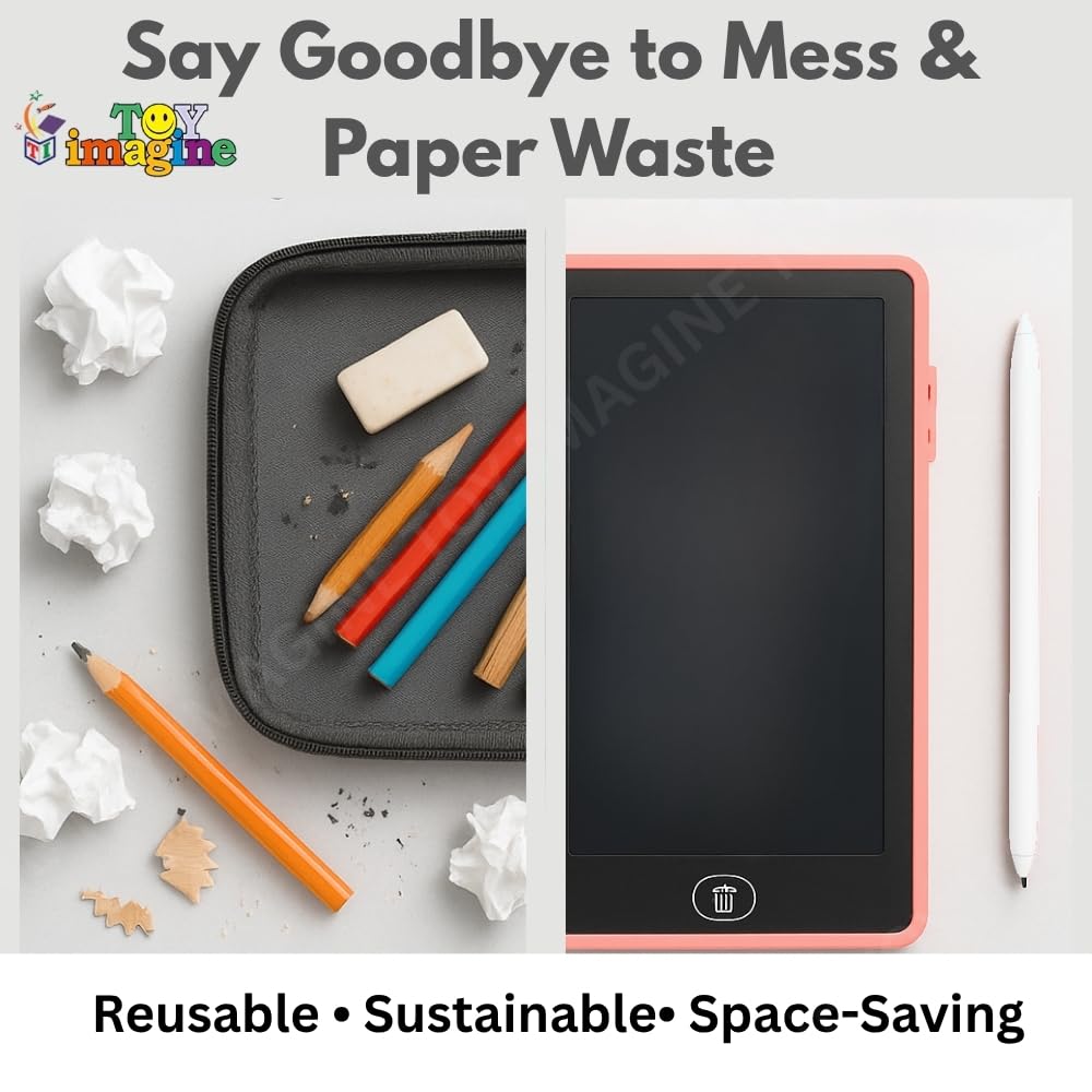 Toy Imagine 2-in-1 Pencil Case with LCD Writing Pad for Kids – Reusable Digital Drawing Slate & Stationery Box | Doodle & Scribble Gift for Boys & Girls (Pack of 1, Color May Vary)