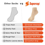 Supersox Ankle Length Thumb Socks for Women, Made with Breathable, Anti Odour & Moisture Absorbent Combed Cotton with a Extra Durable Welt, Ideal For All Day Wear (Pack Of 4), Beige