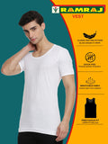 RAMRAJ COTTON Pack of 4 Men's White Round Neck Half Sleeve Cotton Undershirt Vest(White;85)