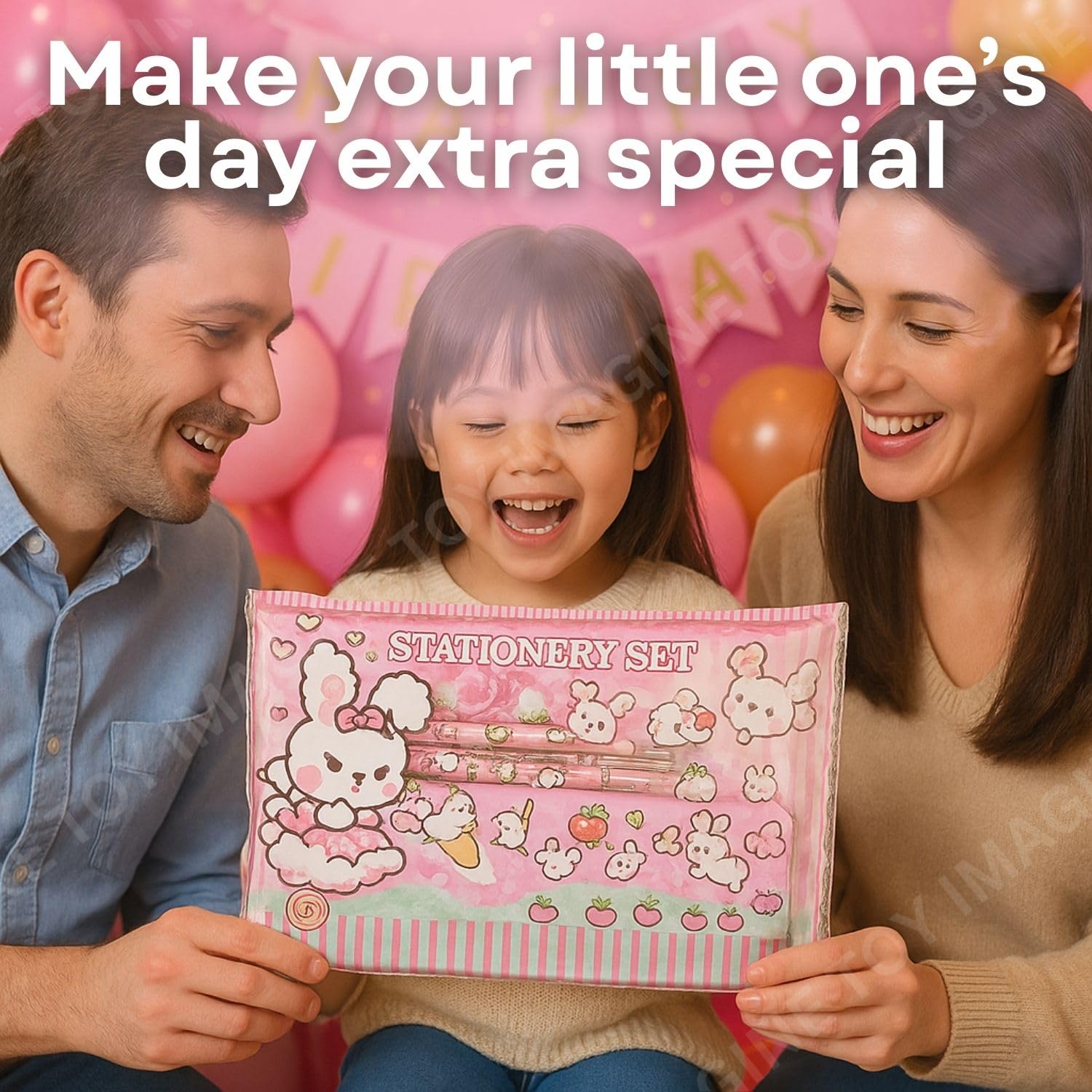 Toy Imagine™ Cute 8-Piece Stationery Kit for Kids – Includes Pencil Box, Pencils, Ruler, Drawing Book, Eraser, Sharpener & Transparent Pouch | School Supplies Set for Girls & Boys (Color May Vary)