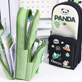 Supreme Deals Umadiya® Panda Pencil Case 6 Layer with 3 Compartment Cute Aesthetic Pencil Case for Boys & Girls Large Capacity Pencil Pouch for School Kids (Black Panda Pencil CASE)