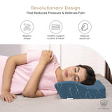 MY ARMOR Cool Gel Cervical Pillow for Neck Pain and Shoulder Pain, Spondylitis Neck, Orthopedic Memory Foam Pillow, Sleeping Contour Support, Regular Size - 18.5 x 11 x 3.5 Inches, Blue Checks Cover