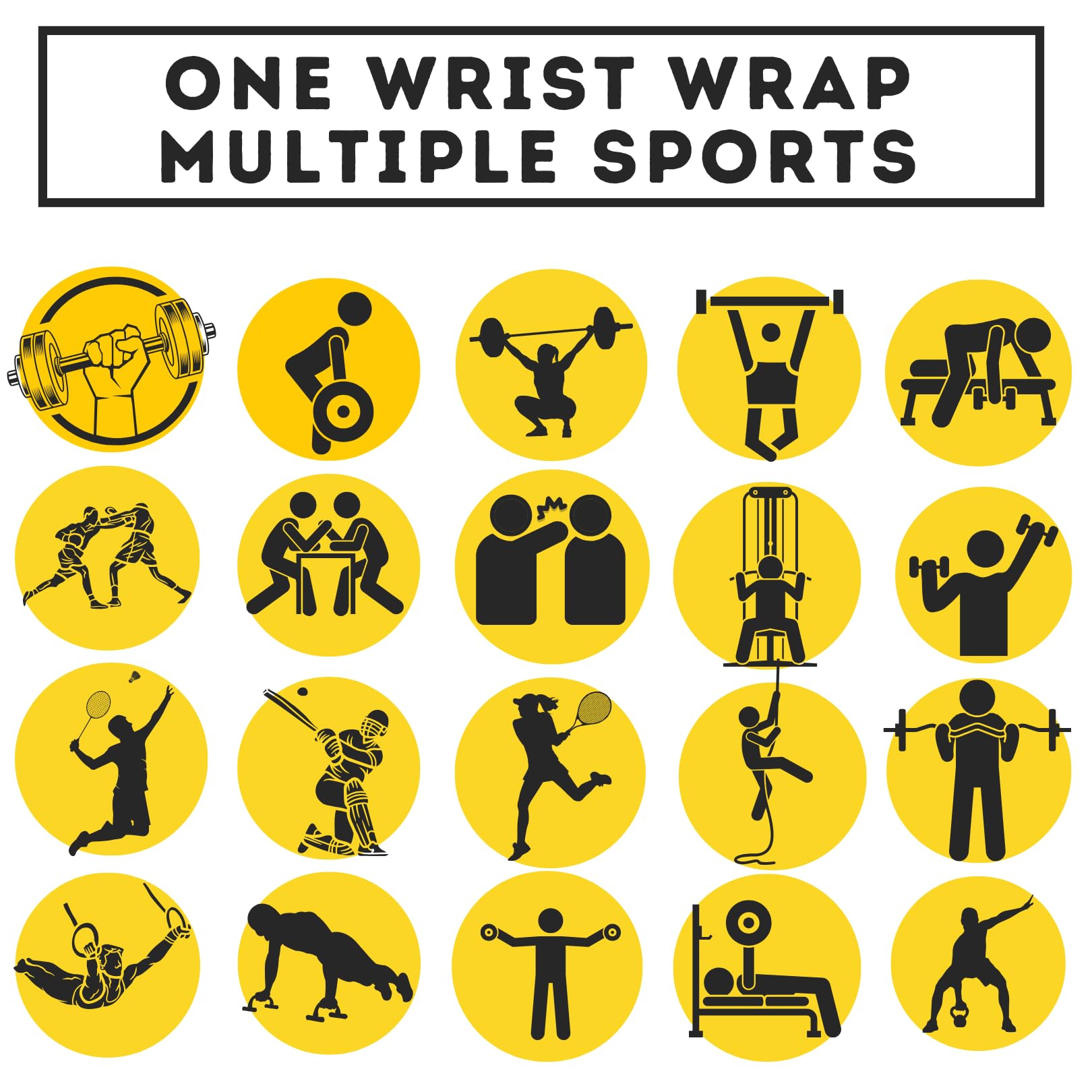 Muscleape Wrist Wraps for Gym | SuperFabric Strength Support Straps for Heavy Lifting, CrossFit & Powerlifting | Adjustable Compression Wrist Support for atheletes– Superb Workout Wrist Stability & Protection. (Bumblebee, 14 Inche)