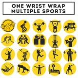 Muscleape Wrist Wraps for Gym | SuperFabric Strength Support Straps for Heavy Lifting, CrossFit & Powerlifting | Adjustable Compression Wrist Support for atheletes– Superb Workout Wrist Stability & Protection. (Bumblebee, 14 Inche)
